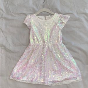 Sequin white girls dress